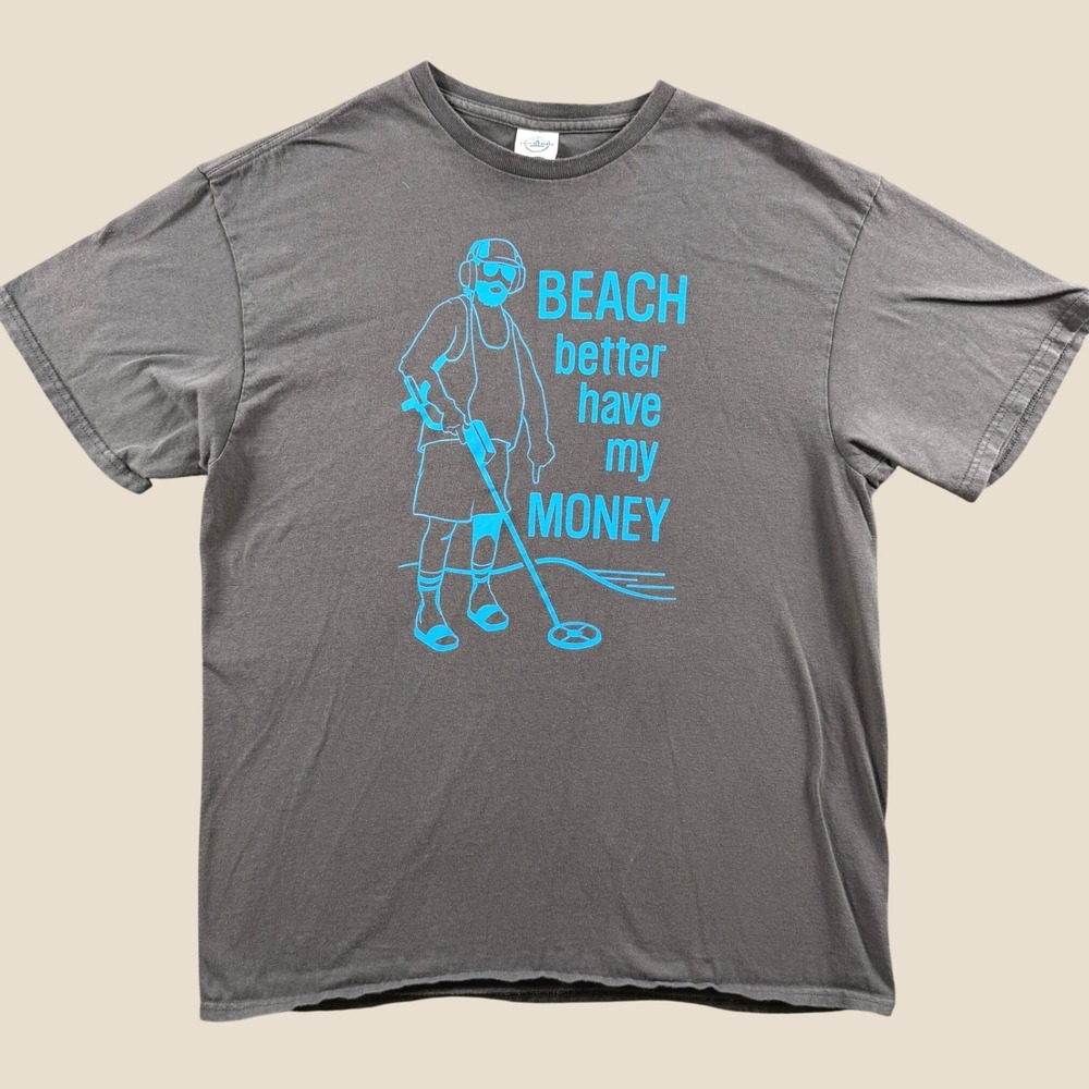 Delta Pro Weight Graphic Tee Men L Gray Beach Better Have My Money Funny T-Shirt